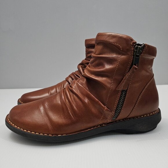 Miz Mooz Pleasant Ankle Bootie Womens EU 38 Slouch Brown Leather Comfort Zip NEW - Picture 14 of 14